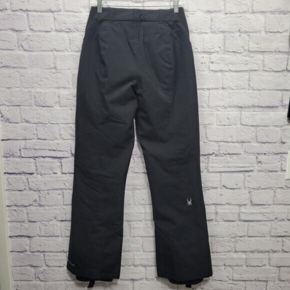 Womens Spyder Insulated Ski Snow Pants Size 8 Black Windbreaker Zip Snap Fly - Picture 7 of 10